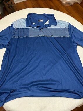 Hogan Men's Navy and Light Blue Striped Polo